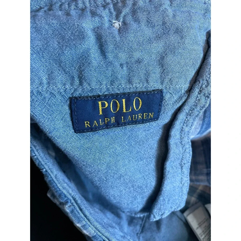 Polo Ralph Lauren India Madras Shorts Mens 38 Blue Plaid 100% Linen Classic Fit